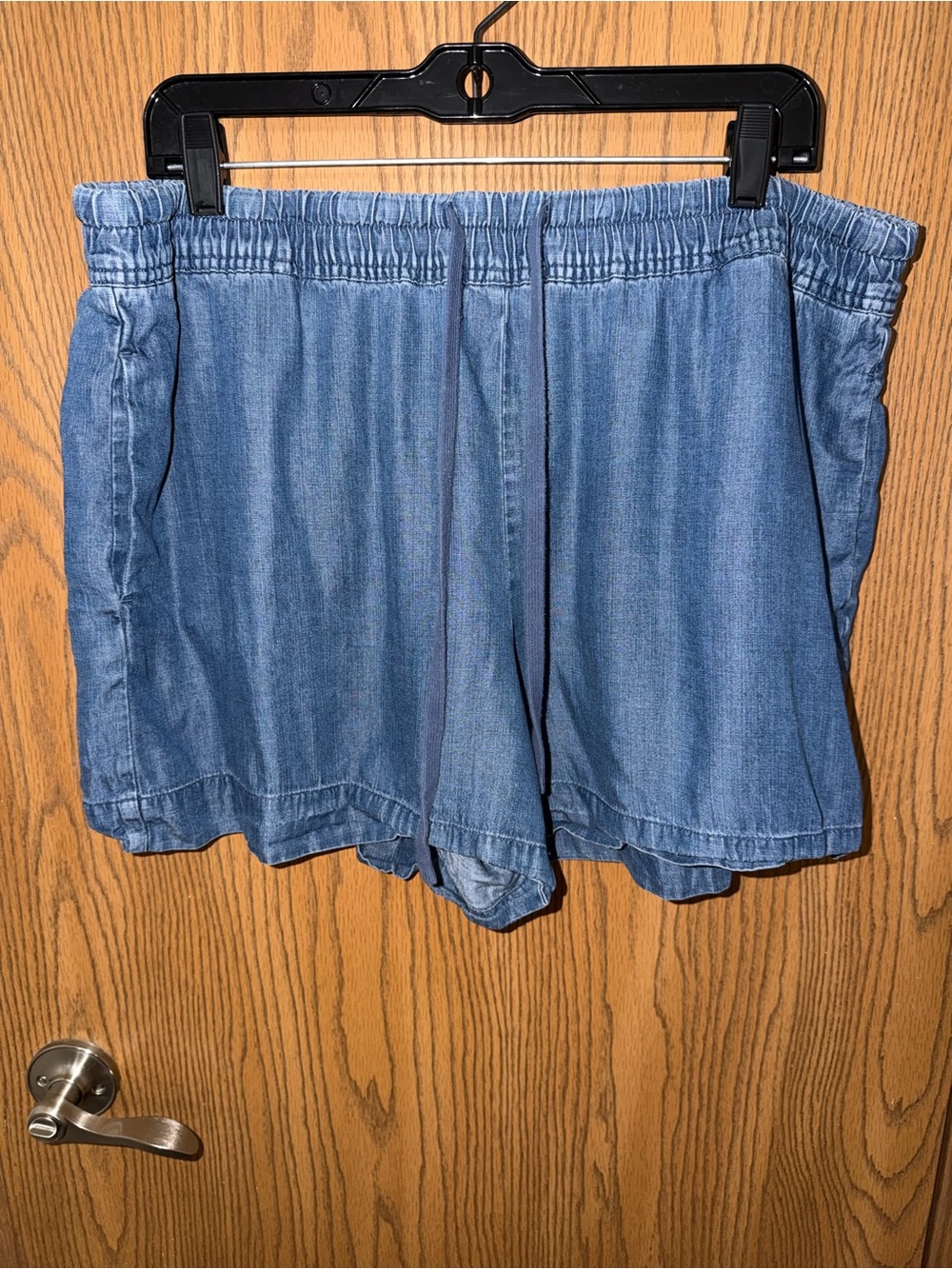 Hilary Radley Light Blue Denim-Style Women’s Shorts - Elastic Waist Size XL